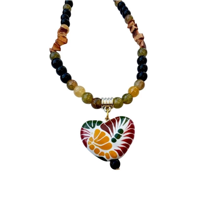 Collar talavera Dije de corazón colorido