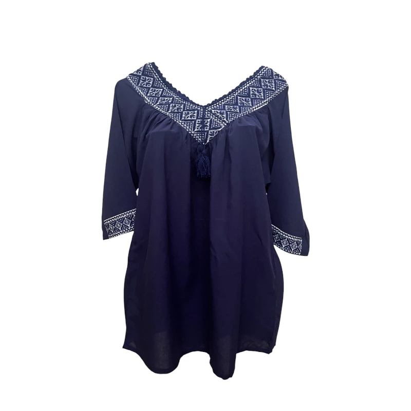 Blusa María azul bordada