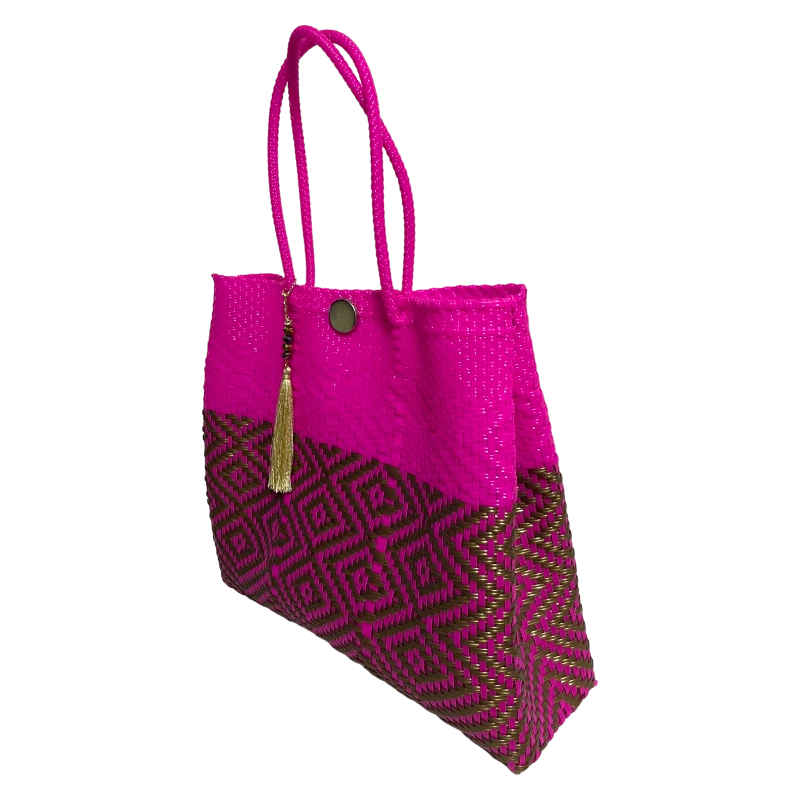 Bolsa rosa y oro