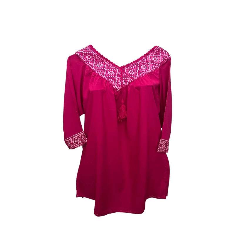 Blusa María fucsia bordada