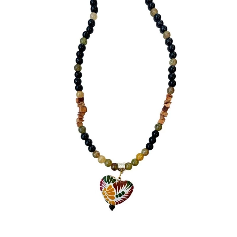 Collar talavera Dije de corazón colorido