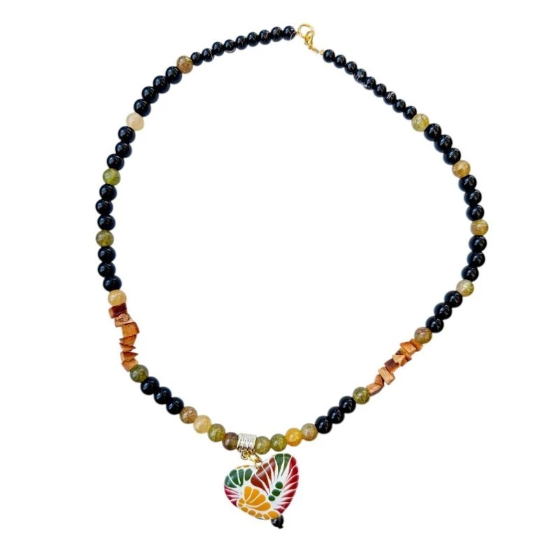 Collar talavera Dije de corazón colorido